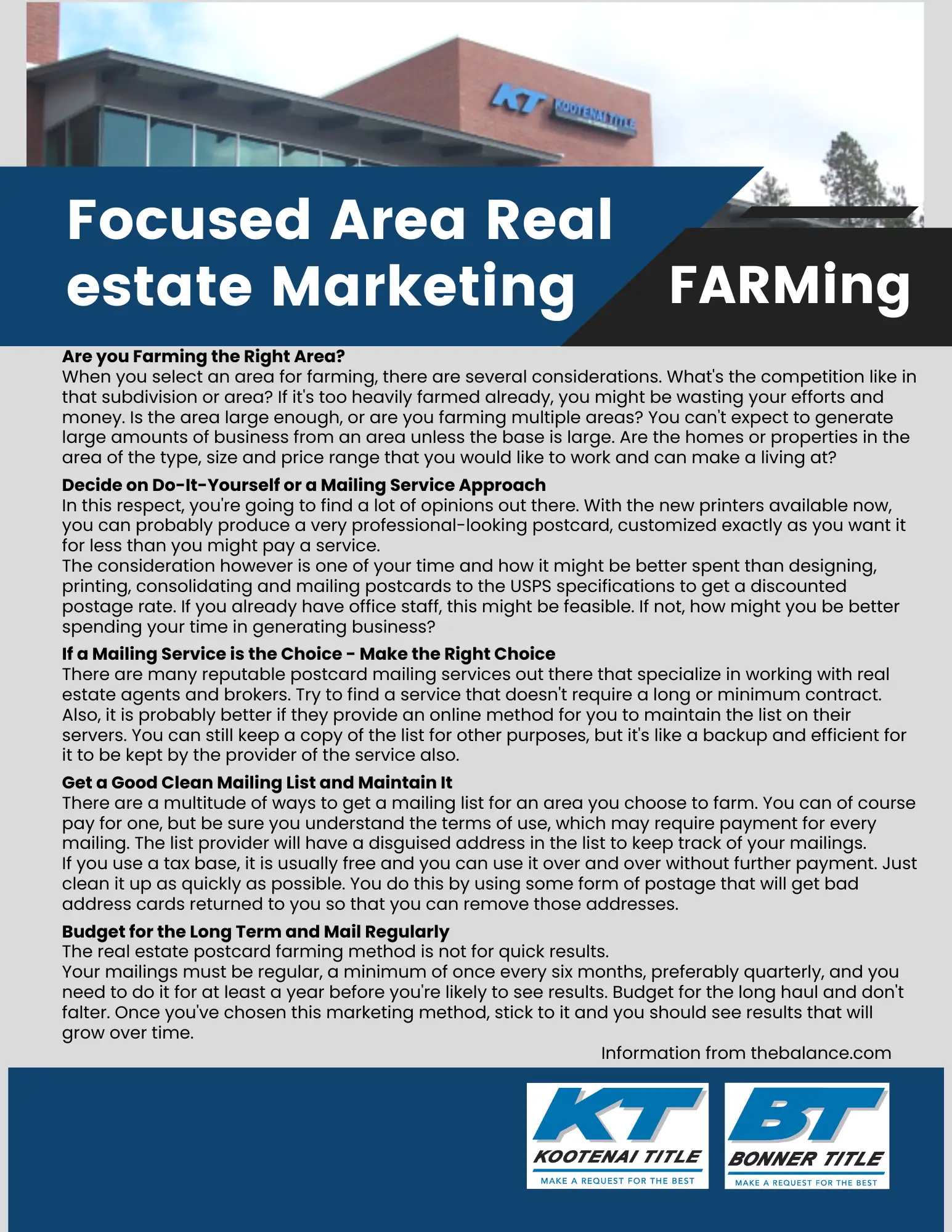 Kootenai Title FARMing Flyer Kootenai Title FARMing flyer